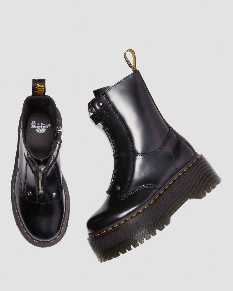 Black Dr Martens Jetta Hi Max Leather Platform Boots (Buttero) Platforms Boots | ID26-Q8NA