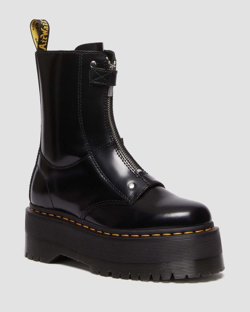 Black Dr Martens Jetta Hi Max Leather Platform Boots (Buttero) Platforms Boots | ID26-Q8NA