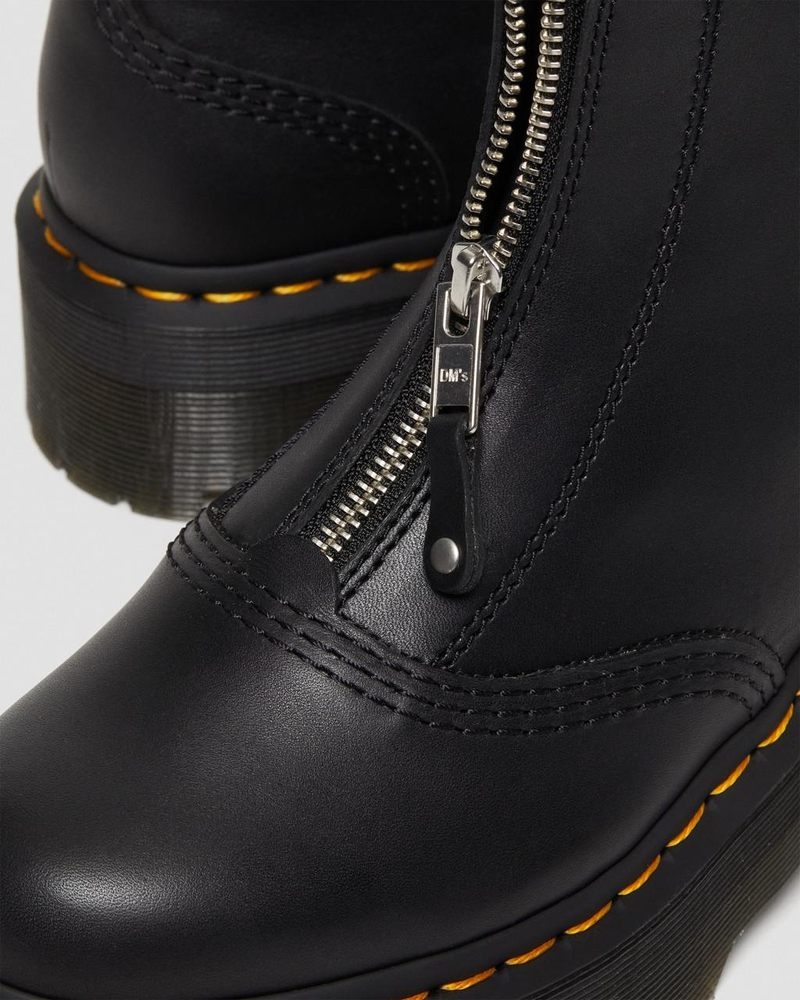 Black Dr Martens Jetta Zipped Sendal Leather Platform Boots (Sendal) Platforms Boots | NS41-X2YH