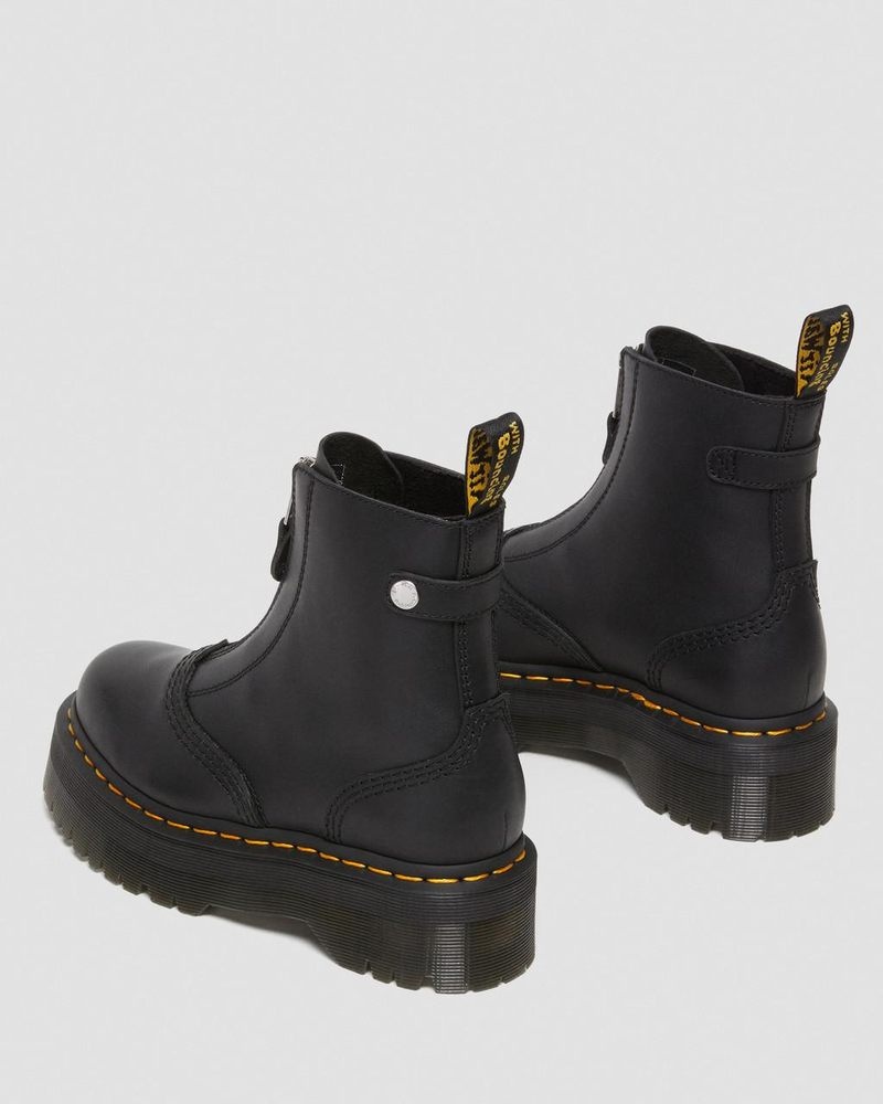 Black Dr Martens Jetta Zipped Sendal Leather Platform Boots (Sendal) Platforms Boots | NS41-X2YH