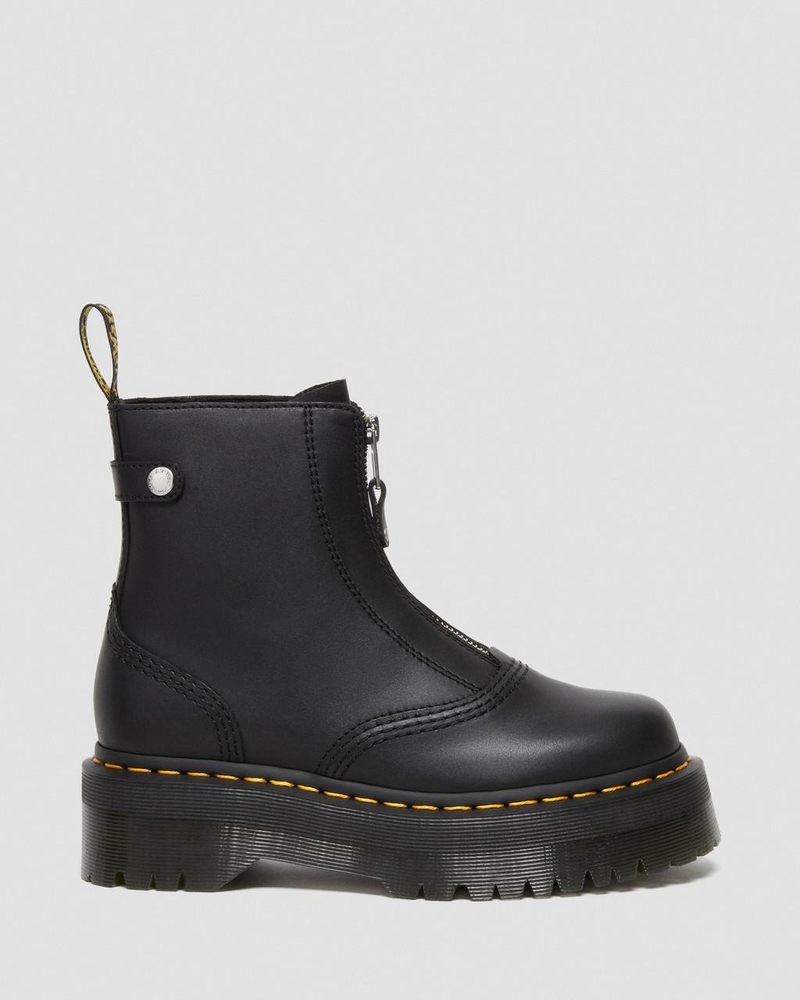 Black Dr Martens Jetta Zipped Sendal Leather Platform Boots (Sendal) Platforms Boots | NS41-X2YH