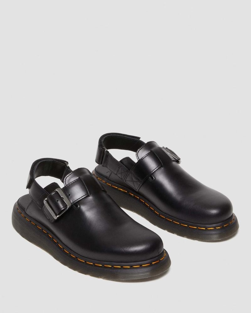 Black Dr Martens Jorge II Brando Leather Slingback Mules (Brando) Sandals | JM22-H4RH