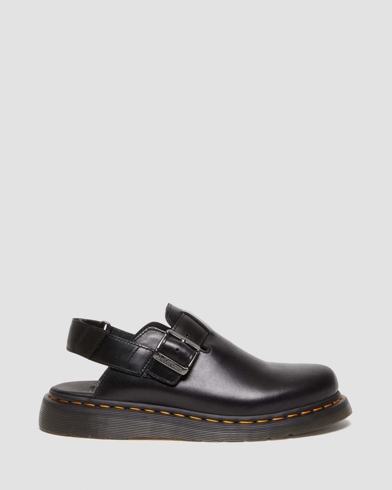 Black Dr Martens Jorge II Brando Leather Slingback Mules (Brando) Sandals | JM22-H4RH