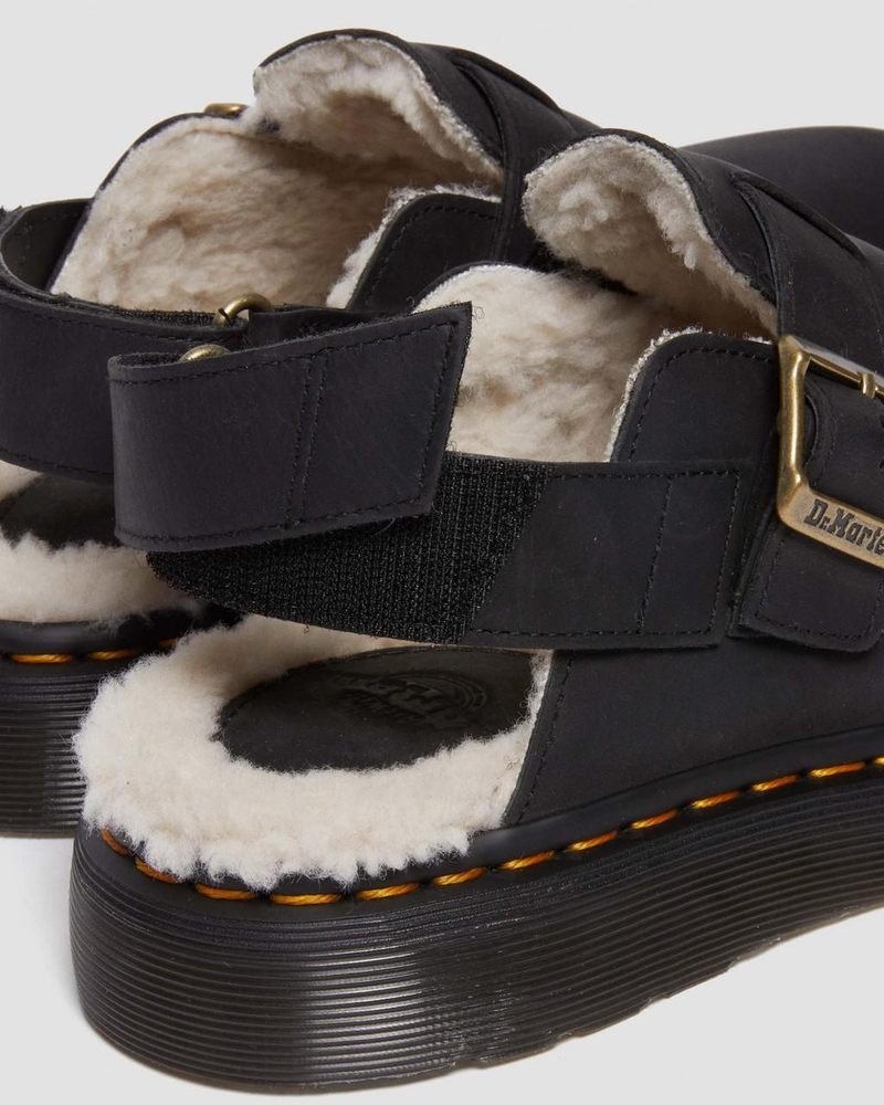 Black Dr Martens Jorge II Faux Fur Lined Slingback Mules (Archive Pull Up) Sandals | SB15-U8JW