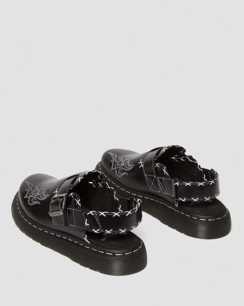 Black Dr Martens Jorge II Gothic Americana Leather Slingback Mules (Atlas) Sandals | ZN59-E3HL