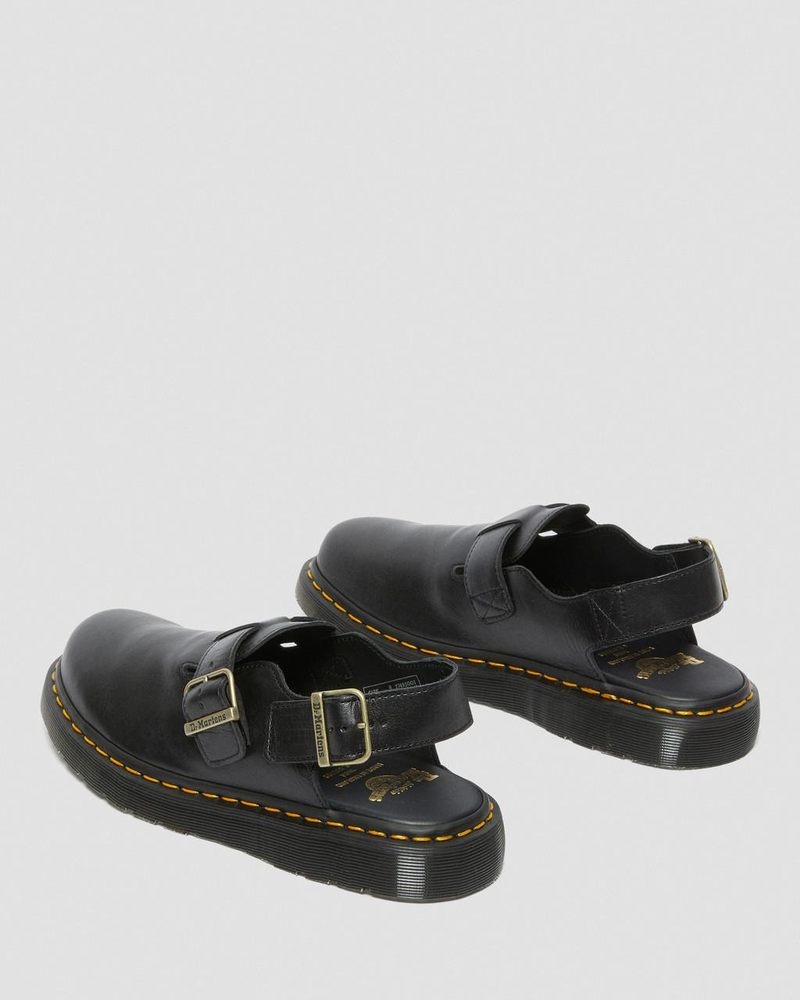 Black Dr Martens Jorge Made in England Leather Slingback Mules Sandals | FP66-W0BV