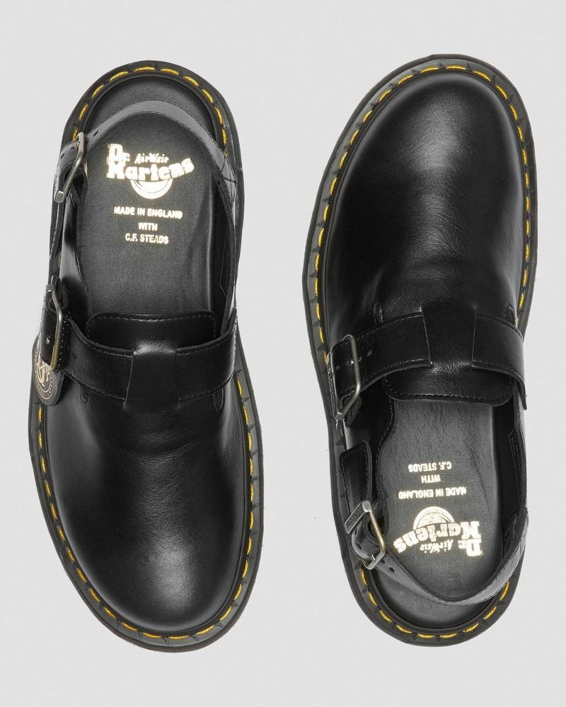 Black Dr Martens Jorge Made in England Leather Slingback Mules Sandals | FP66-W0BV