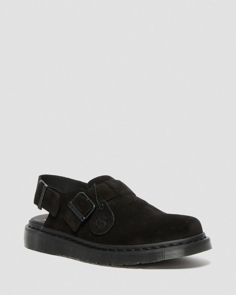 Black Dr Martens Jorge Made in England Suede Slingback Mules (Repello Calf Suede (Gum Oil)) Sandals | JS52-F1NN