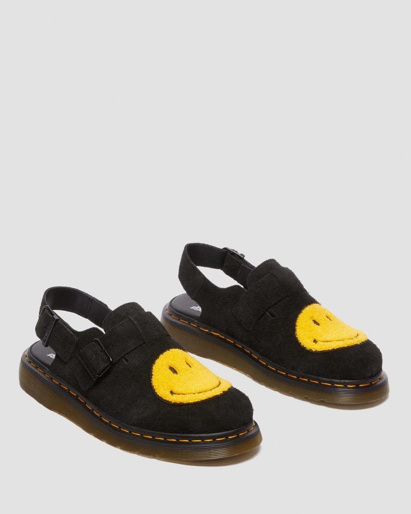 Black Dr Martens Jorge Smiley Napped Suede Slingback Mules (Long Napped Suede) Sandals | GN08-S5IC