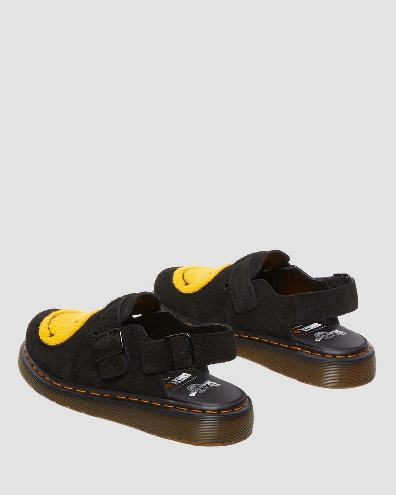 Black Dr Martens Jorge Smiley Napped Suede Slingback Mules (Long Napped Suede) Sandals | GN08-S5IC