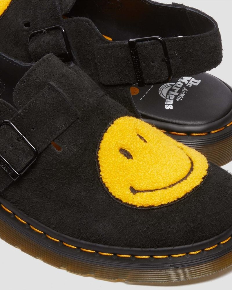 Black Dr Martens Jorge Smiley Napped Suede Slingback Mules (Long Napped Suede) Sandals | GN08-S5IC