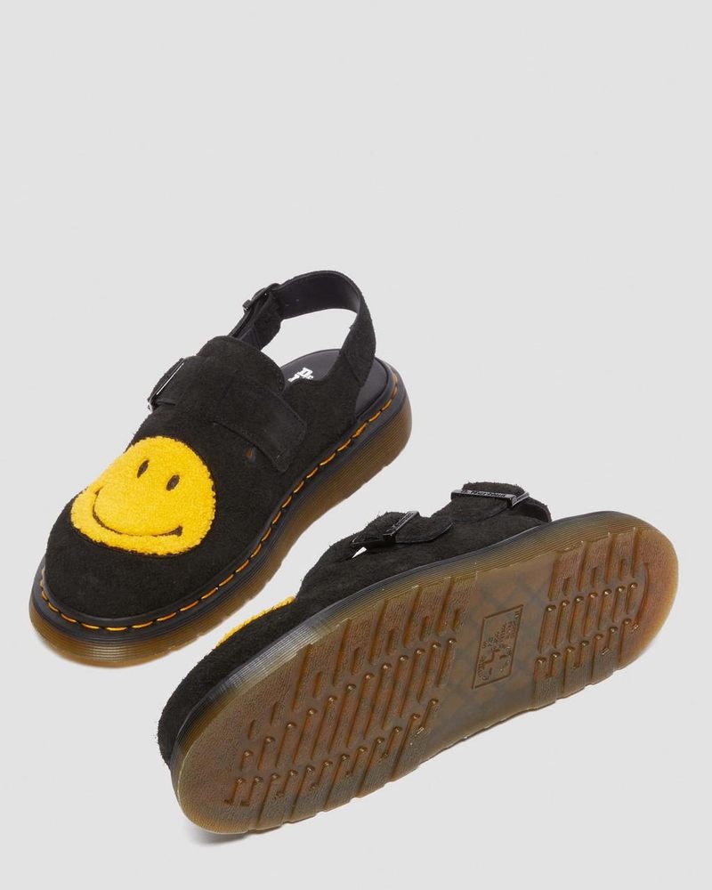 Black Dr Martens Jorge Smiley Napped Suede Slingback Mules (Long Napped Suede) Sandals | GN08-S5IC