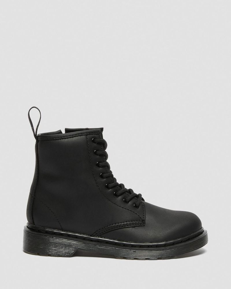 Black Dr Martens Junior 1460 Faux Fur Lined Boots (Republic Waterproof) Boots | WY87-K1IH