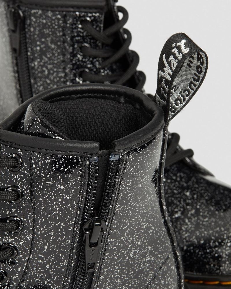 Black Dr Martens Junior 1460 Glitter Lace Up Boots (Cosmic Glitter) Boots | GA62-M9IV