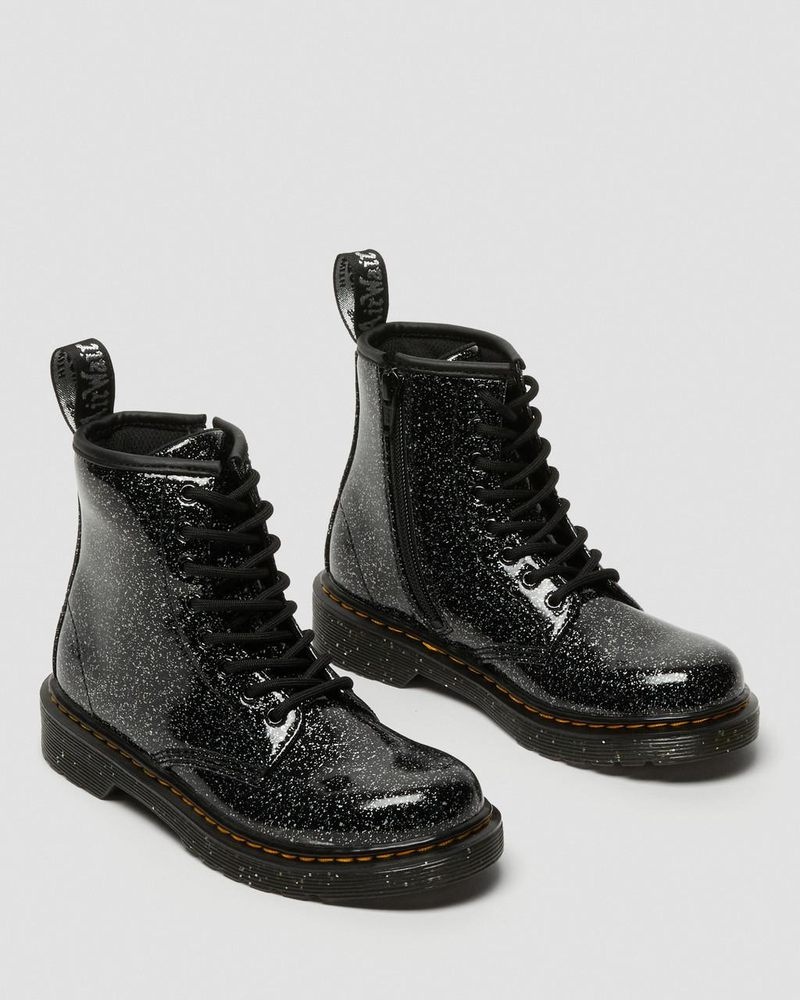 Black Dr Martens Junior 1460 Glitter Lace Up Boots (Cosmic Glitter) Boots | GA62-M9IV