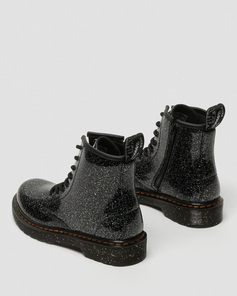 Black Dr Martens Junior 1460 Glitter Lace Up Boots (Cosmic Glitter) Boots | GA62-M9IV