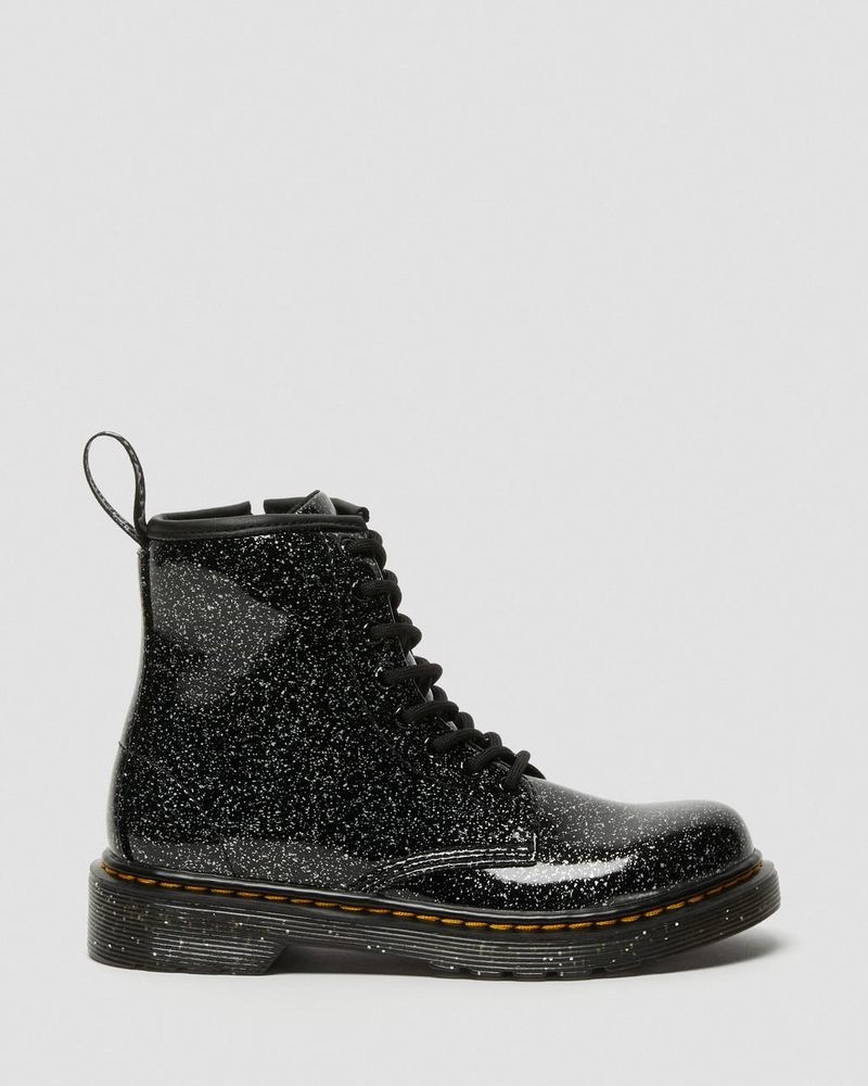 Black Dr Martens Junior 1460 Glitter Lace Up Boots (Cosmic Glitter) Boots | GA62-M9IV