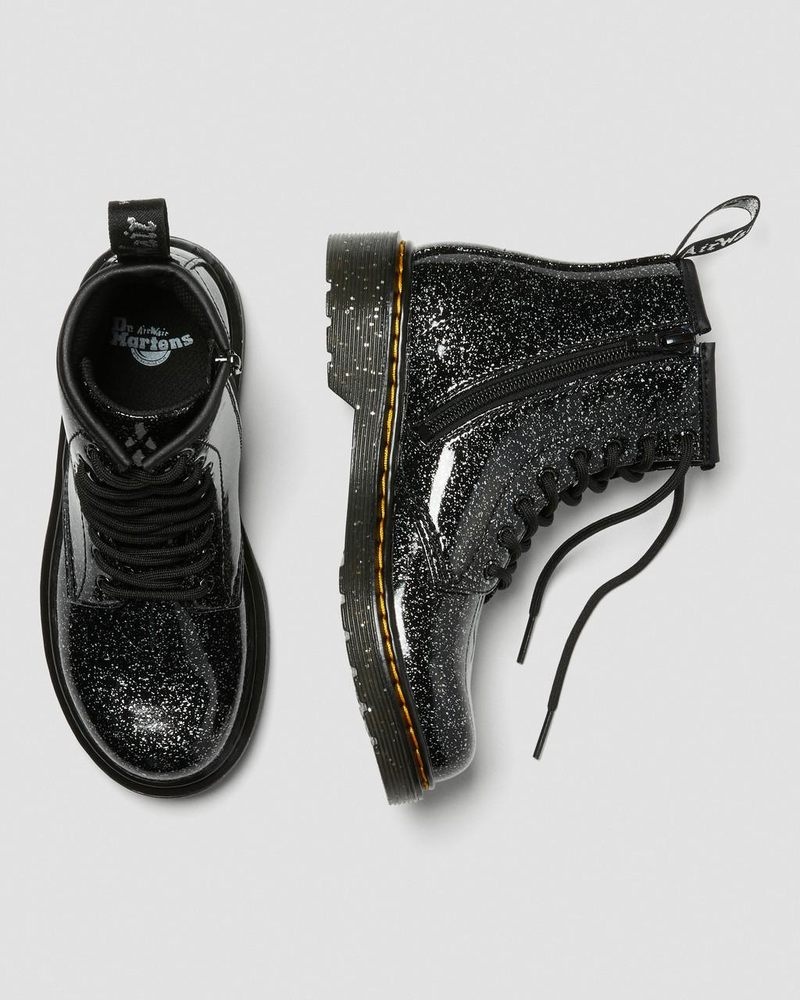 Black Dr Martens Junior 1460 Glitter Lace Up Boots (Cosmic Glitter) Boots | GA62-M9IV