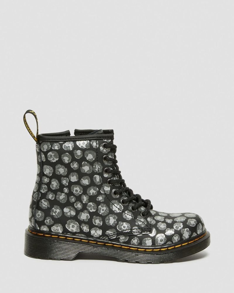 Black Dr Martens Junior 1460 Leopard Hydro Leather Lace Up Boots (Loud Leopard K Hydro) Boots | DP43-Z2KM