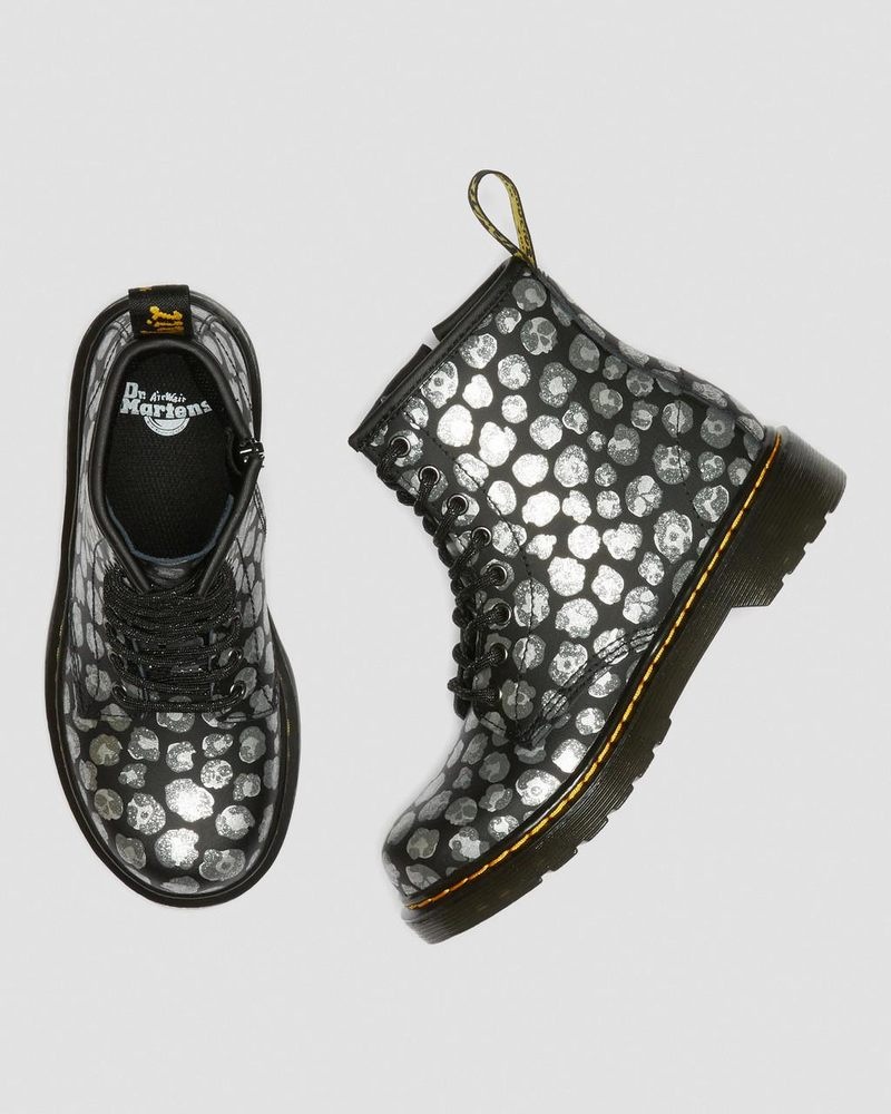 Black Dr Martens Junior 1460 Leopard Hydro Leather Lace Up Boots (Loud Leopard K Hydro) Boots | DP43-Z2KM