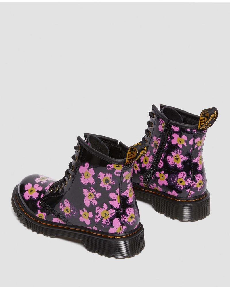 Black Dr Martens Junior 1460 Pansy Patent Leather Lace Up Boots (T Lamper) Boots | NU21-A0SL