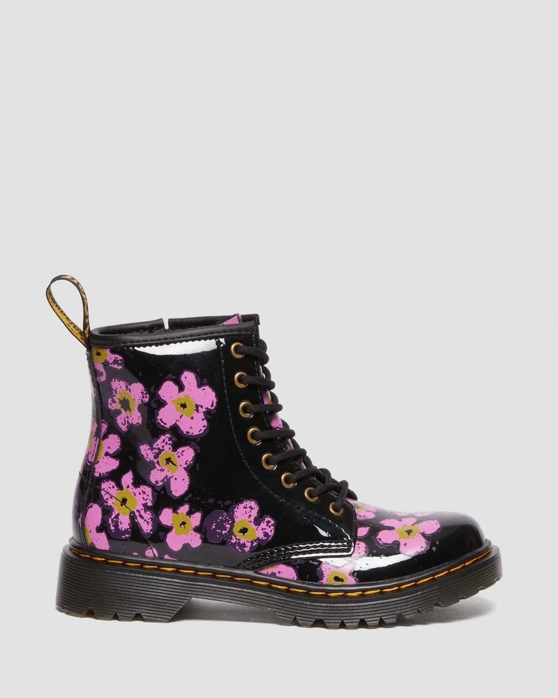 Black Dr Martens Junior 1460 Pansy Patent Leather Lace Up Boots (T Lamper) Boots | NU21-A0SL