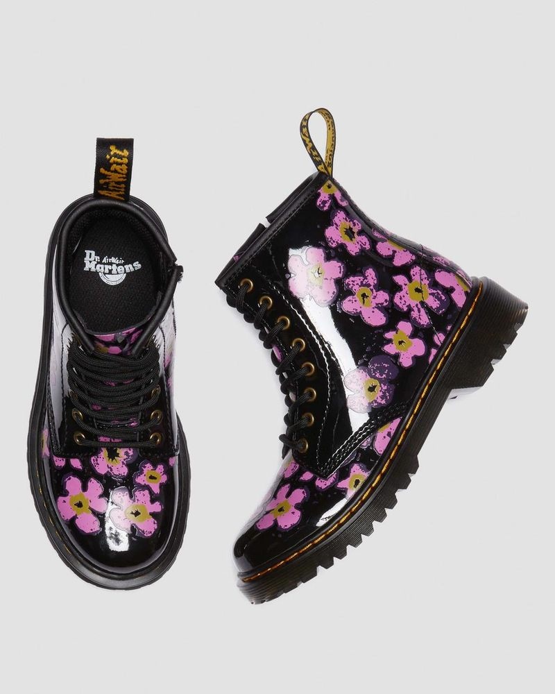 Black Dr Martens Junior 1460 Pansy Patent Leather Lace Up Boots (T Lamper) Boots | NU21-A0SL