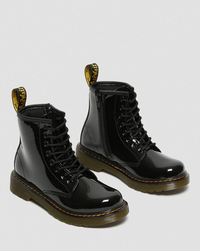 Black Dr Martens Junior 1460 Patent Leather Lace Up Boots (Patent Leather) Boots | JF96-U8CF