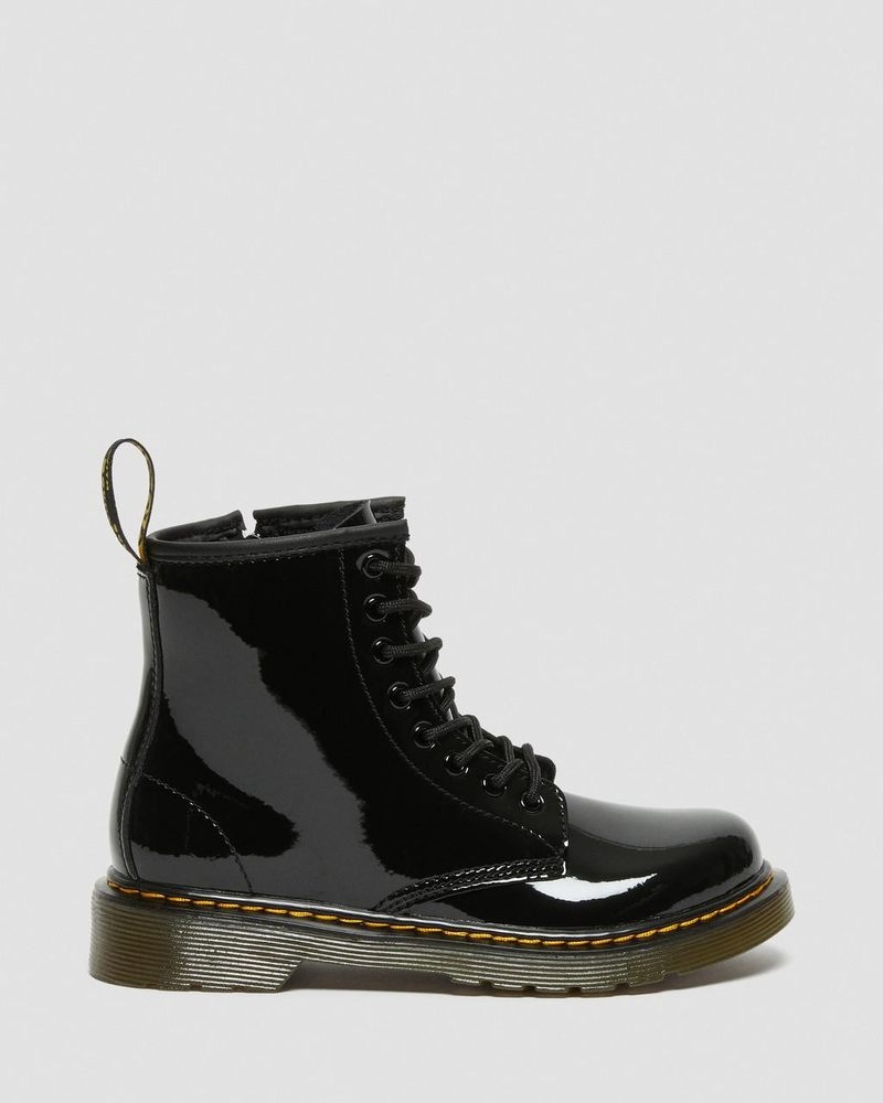 Black Dr Martens Junior 1460 Patent Leather Lace Up Boots (Patent Leather) Boots | JF96-U8CF