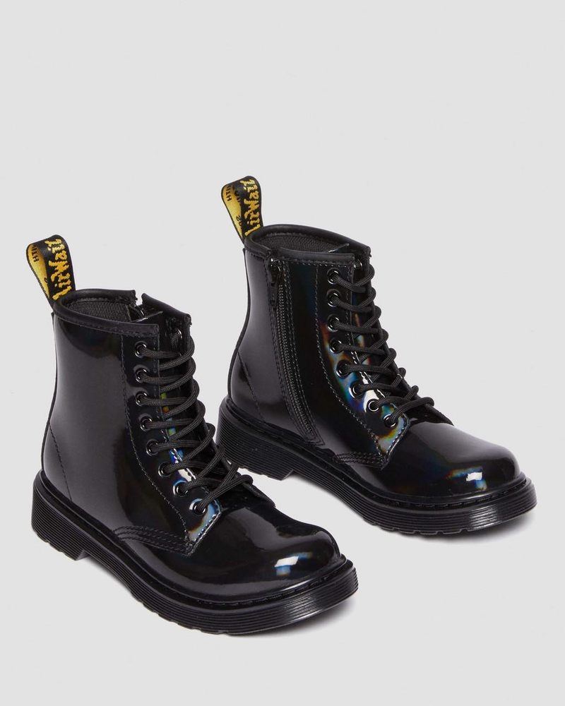 Black Dr Martens Junior 1460 Rainbow Patent Leather Lace Up Boots (Rainbow Patent) Boots | LT21-U5IR