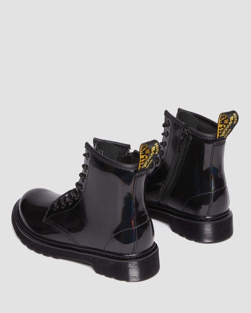 Black Dr Martens Junior 1460 Rainbow Patent Leather Lace Up Boots (Rainbow Patent) Boots | LT21-U5IR