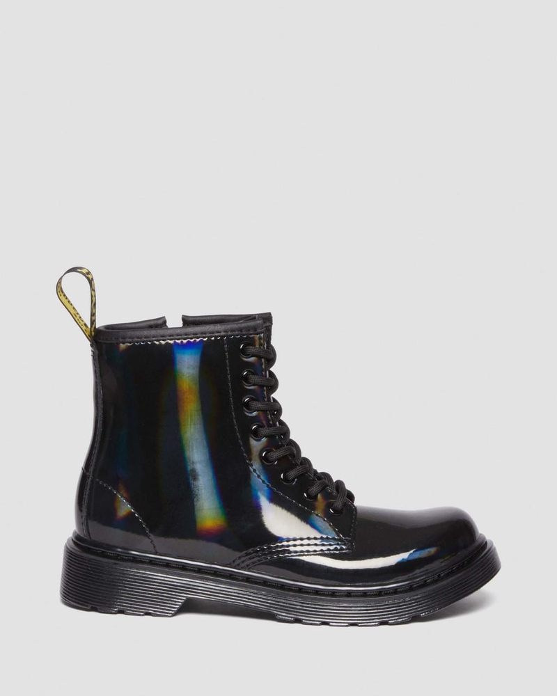 Black Dr Martens Junior 1460 Rainbow Patent Leather Lace Up Boots (Rainbow Patent) Boots | LT21-U5IR