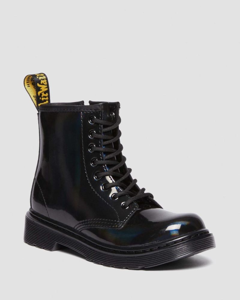 Black Dr Martens Junior 1460 Rainbow Patent Leather Lace Up Boots (Rainbow Patent) Boots | LT21-U5IR