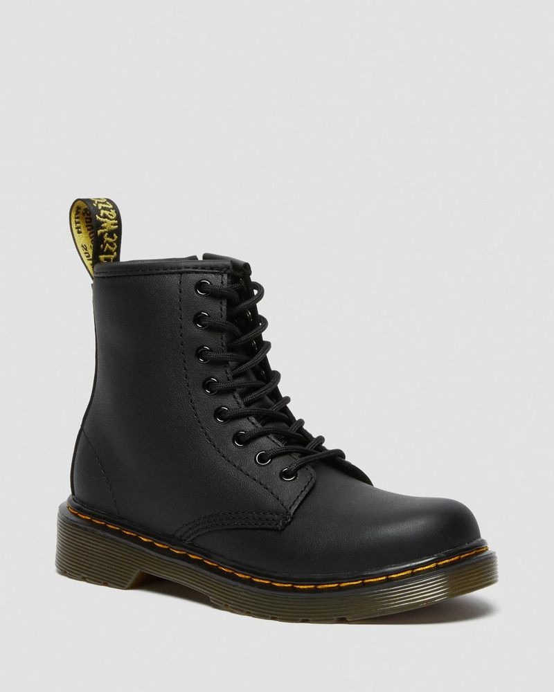 Black Dr Martens Junior 1460 Softy T Leather Lace Up Boots (Softy T) Boots | UN12-D7YR