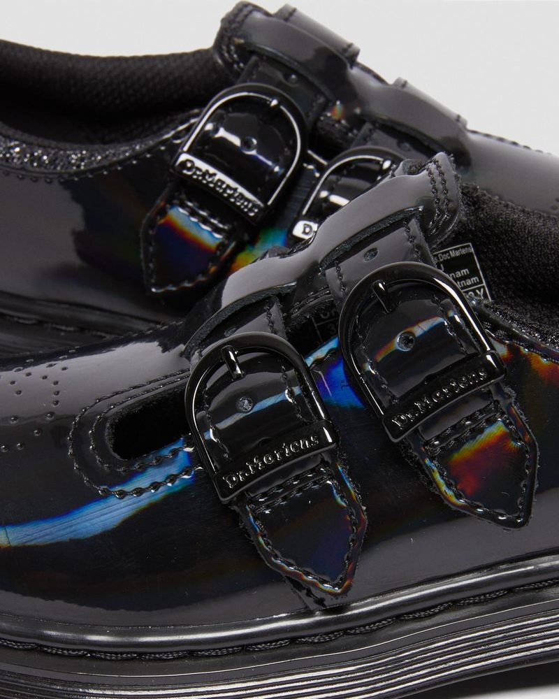 Black Dr Martens Junior 8065 Rainbow Patent Leather Mary Jane Shoes (Rainbow Patent) Shoes | FN00-B8PE