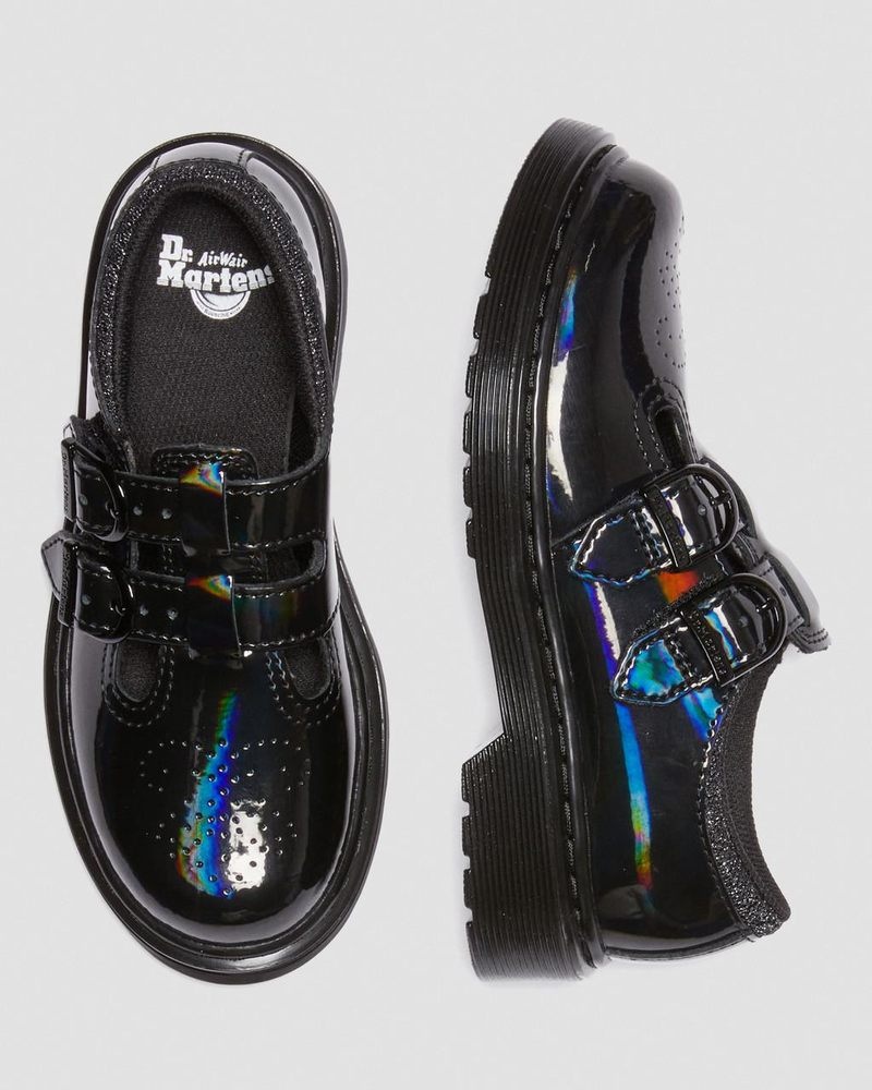 Black Dr Martens Junior 8065 Rainbow Patent Leather Mary Jane Shoes (Rainbow Patent) Shoes | FN00-B8PE