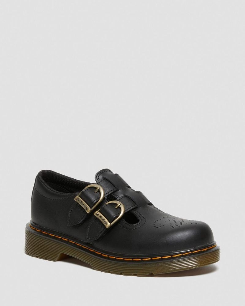 Black Dr Martens Junior 8065 Softy T Leather Mary Jane Shoes (Softy T) Shoes | EI95-F5QA