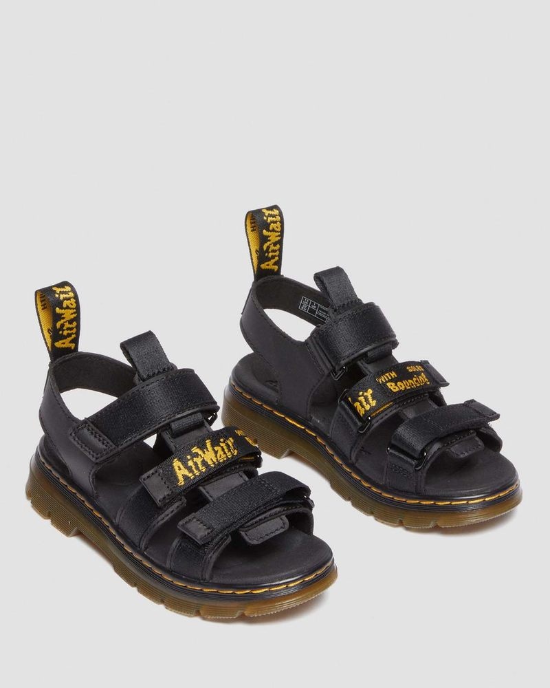 Black Dr Martens Junior Callan Casual Sandals (Extra Tough 50/50+Rubbery) Sandals | GT17-H9GY