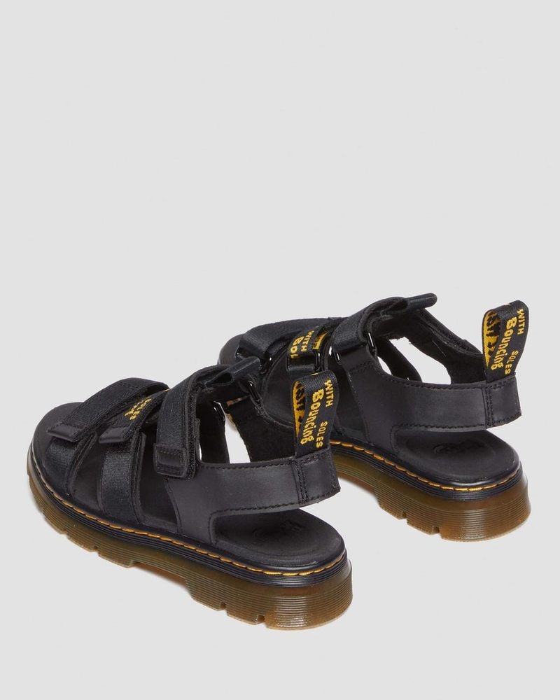 Black Dr Martens Junior Callan Casual Sandals (Extra Tough 50/50+Rubbery) Sandals | GT17-H9GY