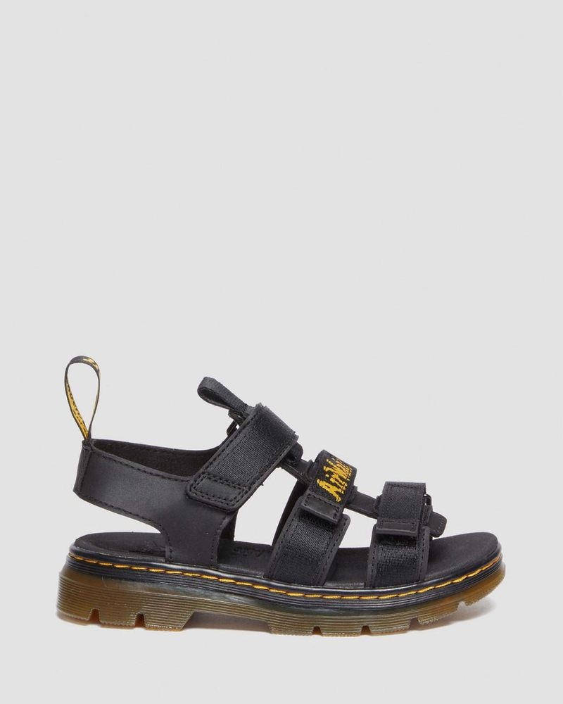 Black Dr Martens Junior Callan Casual Sandals (Extra Tough 50/50+Rubbery) Sandals | GT17-H9GY