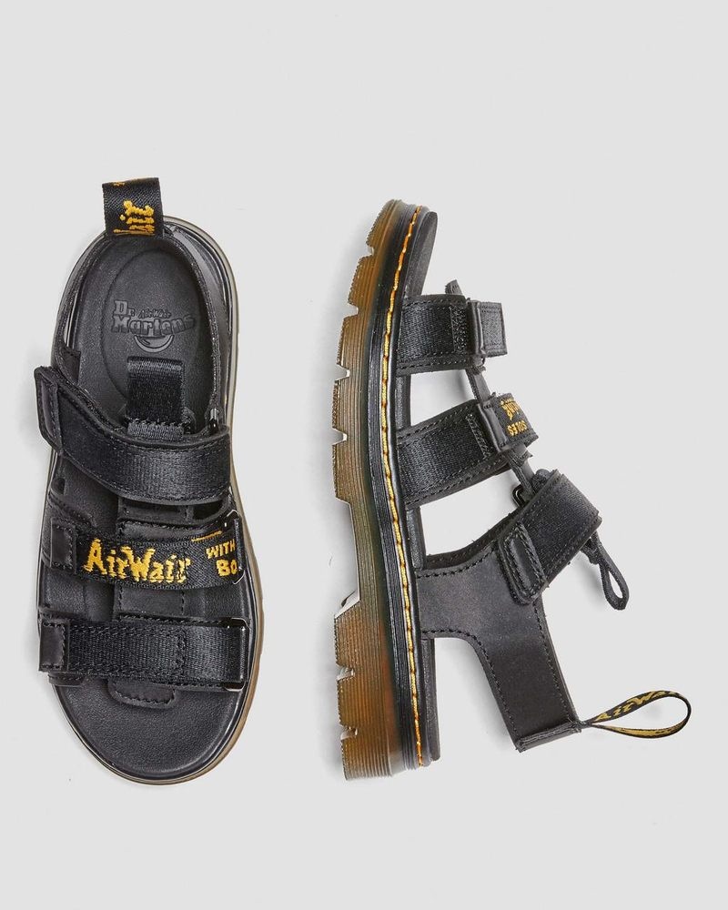 Black Dr Martens Junior Callan Casual Sandals (Extra Tough 50/50+Rubbery) Sandals | GT17-H9GY