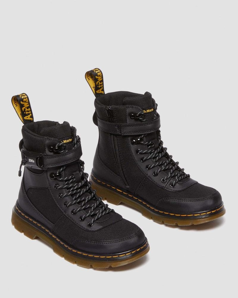 Black Dr Martens Junior Combs Tech Extra Tough Poly Casual Boots (Extra Tough 50/50+Rubbery) Boots | WL06-F7MF