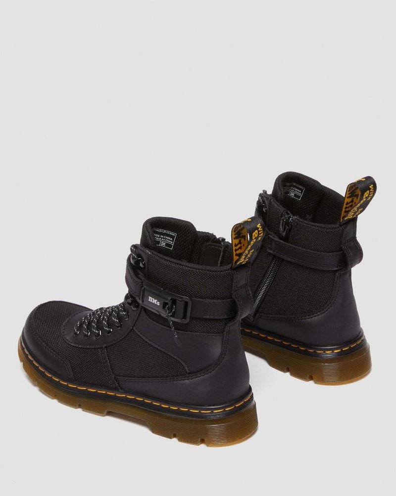 Black Dr Martens Junior Combs Tech Extra Tough Poly Casual Boots (Extra Tough 50/50+Rubbery) Boots | WL06-F7MF