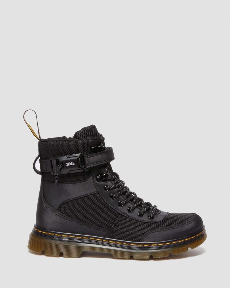 Black Dr Martens Junior Combs Tech Extra Tough Poly Casual Boots (Extra Tough 50/50+Rubbery) Boots | WL06-F7MF