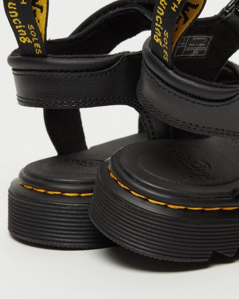 Black Dr Martens Junior Klaire Leather Strap Sandals (T Lamper) Sandals | XL00-M8ET