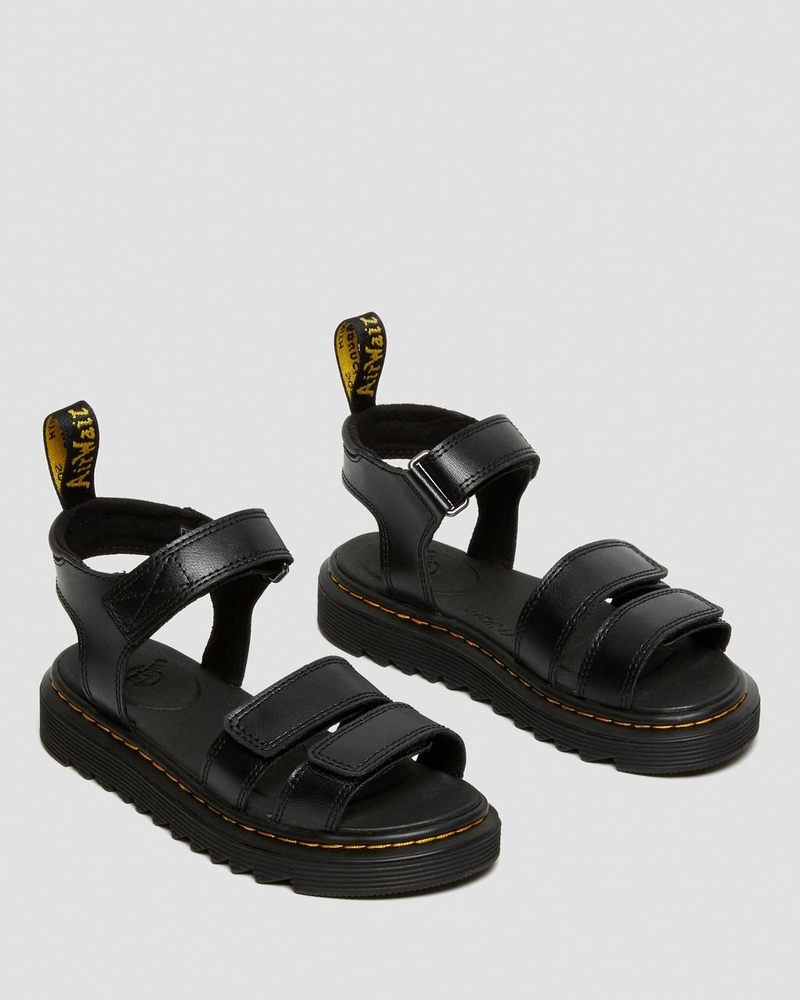 Black Dr Martens Junior Klaire Leather Strap Sandals (T Lamper) Sandals | XL00-M8ET