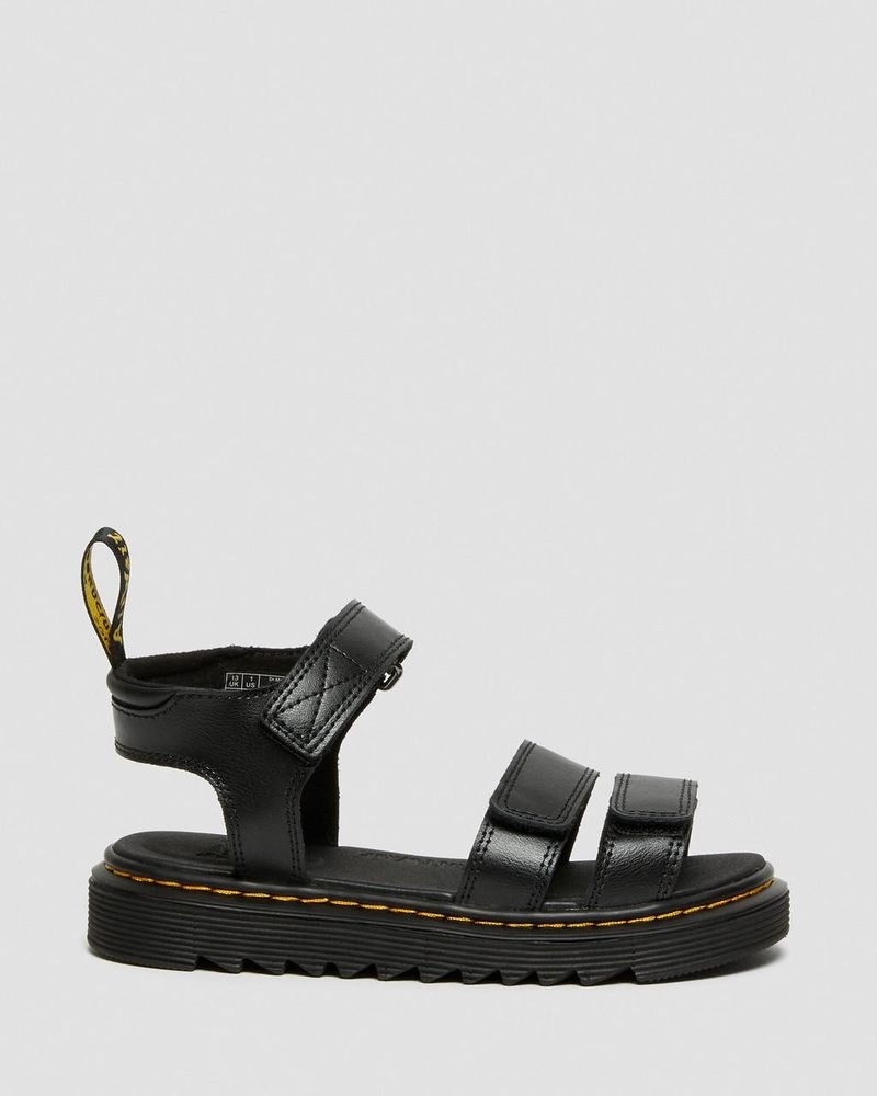 Black Dr Martens Junior Klaire Leather Strap Sandals (T Lamper) Sandals | XL00-M8ET