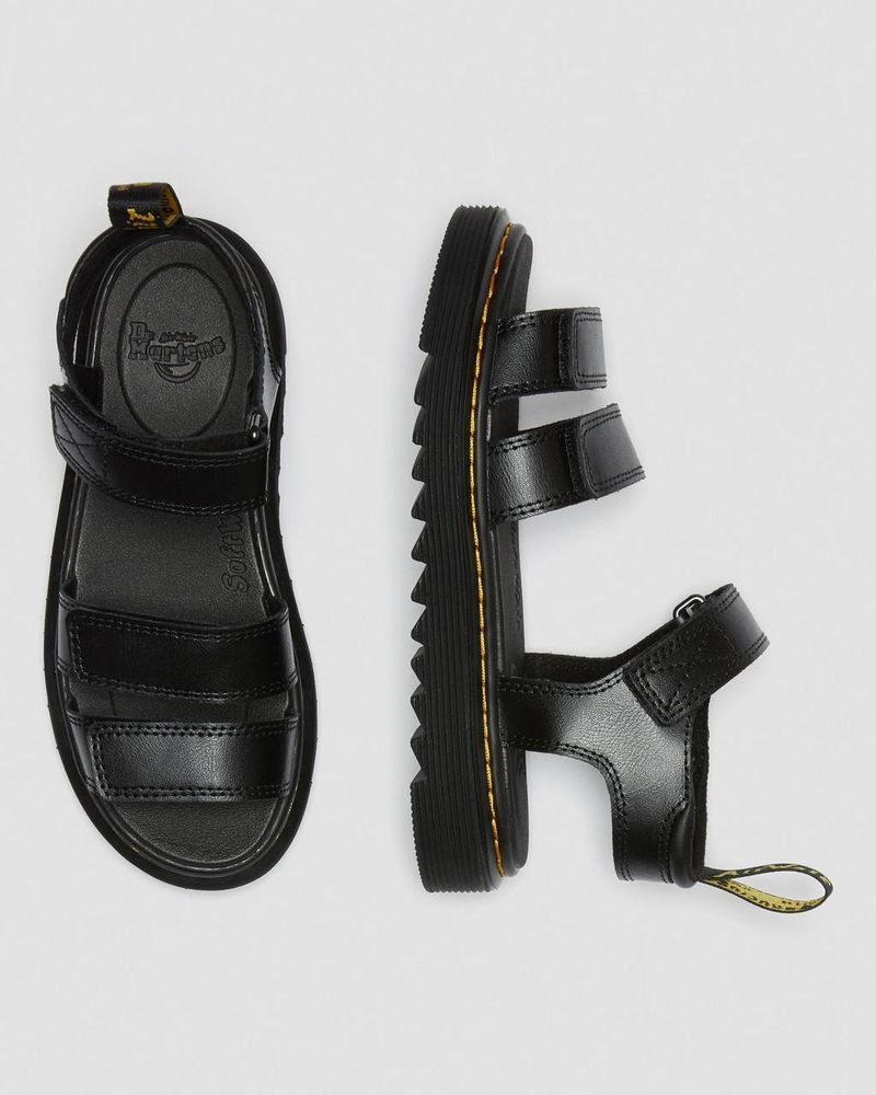 Black Dr Martens Junior Klaire Leather Strap Sandals (T Lamper) Sandals | XL00-M8ET