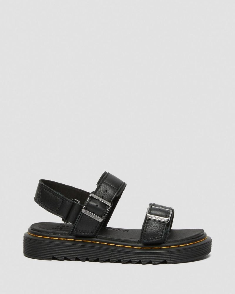 Black Dr Martens Junior Kyle Leather Sandals Shoes | RC76-X3EJ