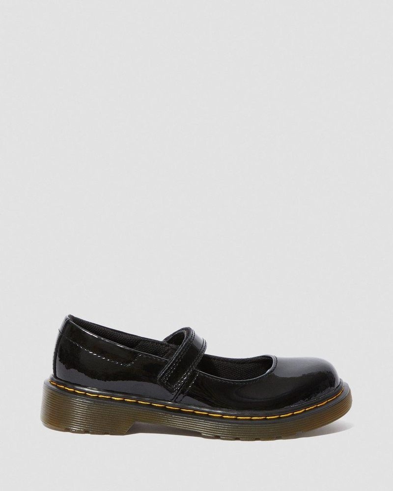 Black Dr Martens Junior Maccy Patent Leather Mary Jane Shoes (Patent Leather) Shoes | AX86-M6RJ